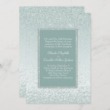 Mint Green Glitter en Shine Wedding Invitation