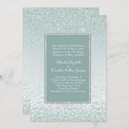 Mint Green Glitter en Shine Wedding Invitation Kaart