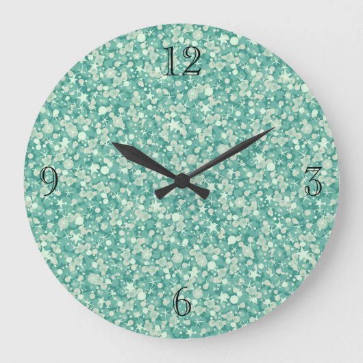 Mint Green Glitter en Sparkles. Grote Klok (Voorkant)