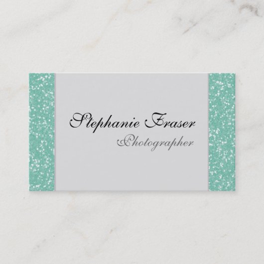 Mint Green Glitter-fotograaf Visitekaartjes (Voorkant)