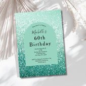 Mint Green Glitter Glam Bling 60e verjaardag Haar Kaart