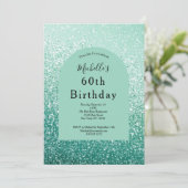Mint Green Glitter Glam Bling 60e verjaardag Haar Kaart (Staand voorkant)