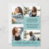 Mint Green Glitter Halo Foto Collage Sweet 16 Kaart (Achterkant)