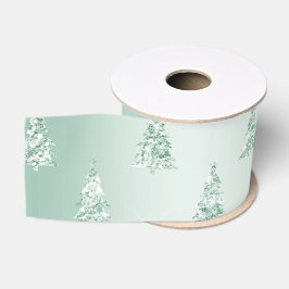Mint Green Glitter Kerstbomen Grosgrain Lint