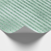 Mint Green Glitter Ombre Stripes Cadeaupapier (Hoek)
