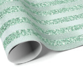 Mint Green Glitter Ombre Stripes Cadeaupapier (Rol Hoek)