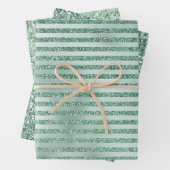  Mint Green Glitter Ombre Stripes       Inpakpapier Vel (In situ)