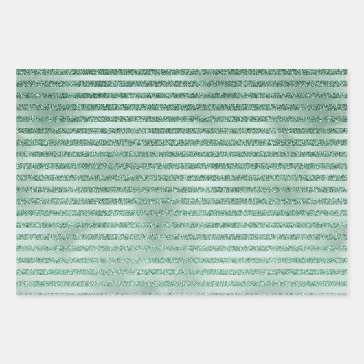  Mint Green Glitter Ombre Stripes       Inpakpapier Vel (Voorkant)