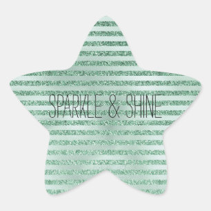  Mint Green Glitter Ombre Stripes Ster Sticker