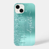 Mint Green Glitter Personalized iPhone Hoesje (Achterkant)