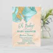 Mint Green Glitter Roos Boys Baby shower Kaart (Staand voorkant)