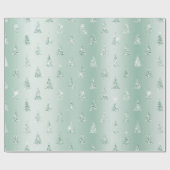 Mint Green Glitter Sparkle Kerstbomen Cadeaupapier (Vlak)