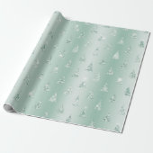 Mint Green Glitter Sparkle Kerstbomen Cadeaupapier (Uitgerold)
