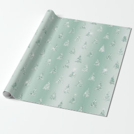 Mint Green Glitter Sparkle Kerstbomen Cadeaupapier
