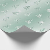 Mint Green Glitter Sparkle Kerstbomen Cadeaupapier (Hoek)