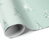 Mint Green Glitter Sparkle Kerstbomen Cadeaupapier (Rol Hoek)