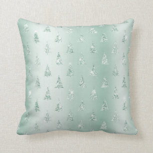 Mint Green Glitter Sparkle Kerstbomen Kussen