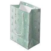 Mint Green Glitter Sparkle Kerstbomen Medium Cadeauzakje (Voorkant Gekanteld)