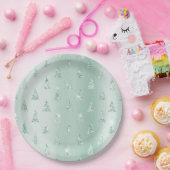 Mint Green Glitter Sparkle Kerstbomen Papieren Bordje (Feest)
