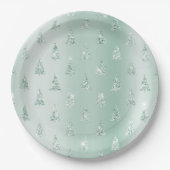 Mint Green Glitter Sparkle Kerstbomen Papieren Bordje (Voorkant)