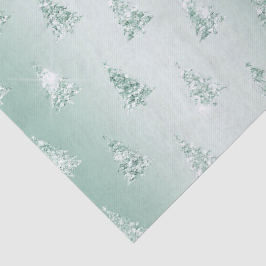 Mint Green Glitter Sparkle Kerstbomen Tissuepapier (Detail)