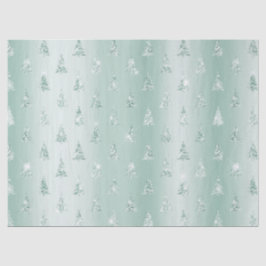 Mint Green Glitter Sparkle Kerstbomen Tissuepapier