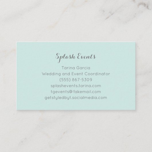 Mint Green Glitter Splash Pattern Visitekaartje (Achterkant)