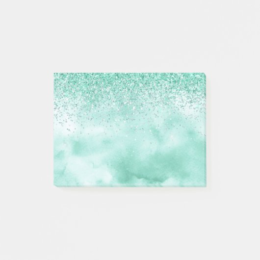 Mint Green Glitter-Waterverf Post-it® Notes (Voorkant)