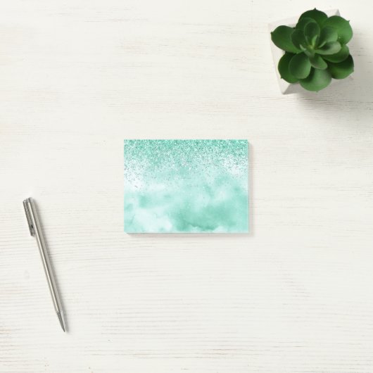 Mint Green Glitter-Waterverf Post-it® Notes (Kantoor)