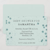 Mint Green Glittery Confetti baby shower Kaart (Voorkant / Achterkant)