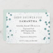 Mint Green Glittery Confetti baby shower Kaart (Voorkant / Achterkant)