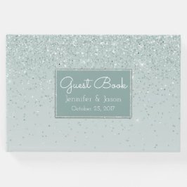Mint Green Glittery Wedding Guest Book Gastenboek