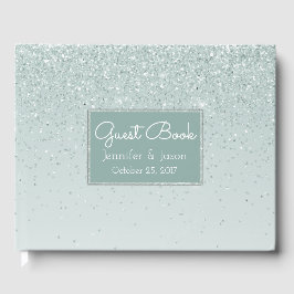 Mint Green Glittery Wedding Guest Book Gastenboek