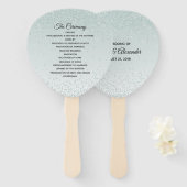 Mint Green Glittery Wedding Program Fan Handwaaier (Voorkant en achterkant)