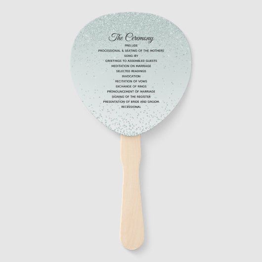 Mint Green Glittery Wedding Program Fan Handwaaier (Voorkant)