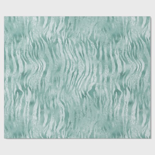 Mint Green Glitzy Zebra Print Cadeaupapier (Vlak)
