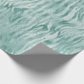 Mint Green Glitzy Zebra Print Cadeaupapier (Hoek)