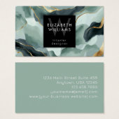 Mint Green Gold Abstract Monogram Business Cards Visitekaartje (Voorkant /achterkant)