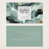Mint Green Gold Abstract Monogram Business Cards Visitekaartje (Voorkant /achterkant)