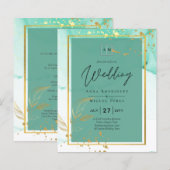 Mint Green Gold Alcohol Ink Abstract Wedding (Voorkant / Achterkant)