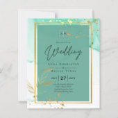 Mint Green Gold Alcohol Ink Abstract Wedding (Voorkant)