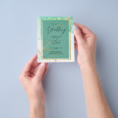Mint Green Gold Alcohol Ink Abstract Wedding Flyer (Hand)