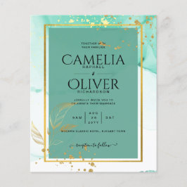 Mint Green Gold Alcohol Ink Abstract Wedding Flyer