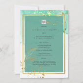 Mint Green Gold Alcohol Ink Abstract Wedding Kaart (Achterkant)