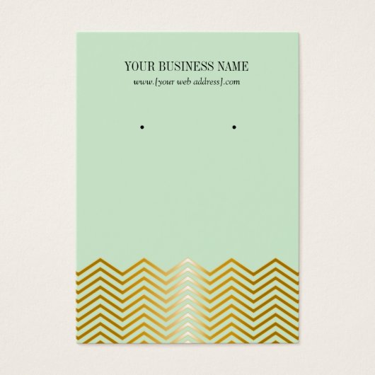 Mint Green Gold Chevron Custom Oorsprongskaart Visitekaartjes (Voorkant)