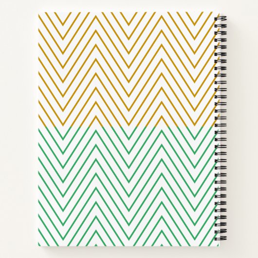 Mint Green Gold Chevron Personalized Pattern Notitieboek (Achterkant)