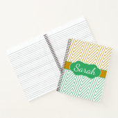 Mint Green Gold Chevron Personalized Pattern Notitieboek (Binnen)