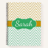 Mint Green Gold Chevron Personalized Pattern Notitieboek (Voorkant)