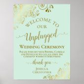 Mint Green & Gold Chic Unplugged Wedding Ceremony Poster (Voorkant)