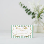 Mint Green Gold Diaper Raffle Baby shower Kaarten (Staand voorkant)